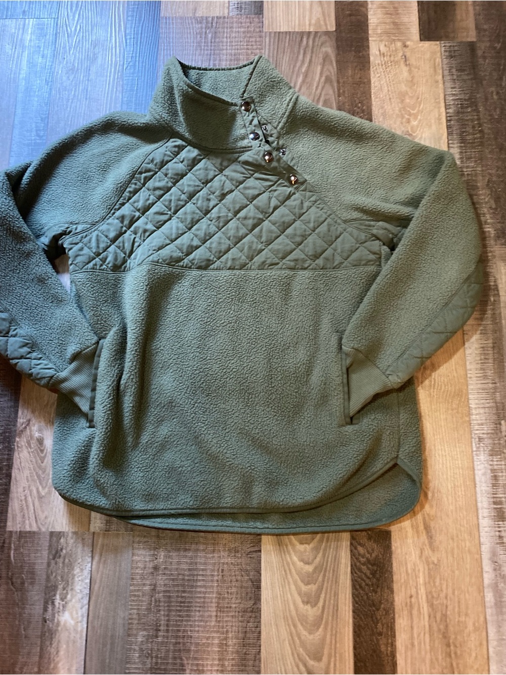 Abercrombie & Fitch Olive Green Quilted Fleece Pullover